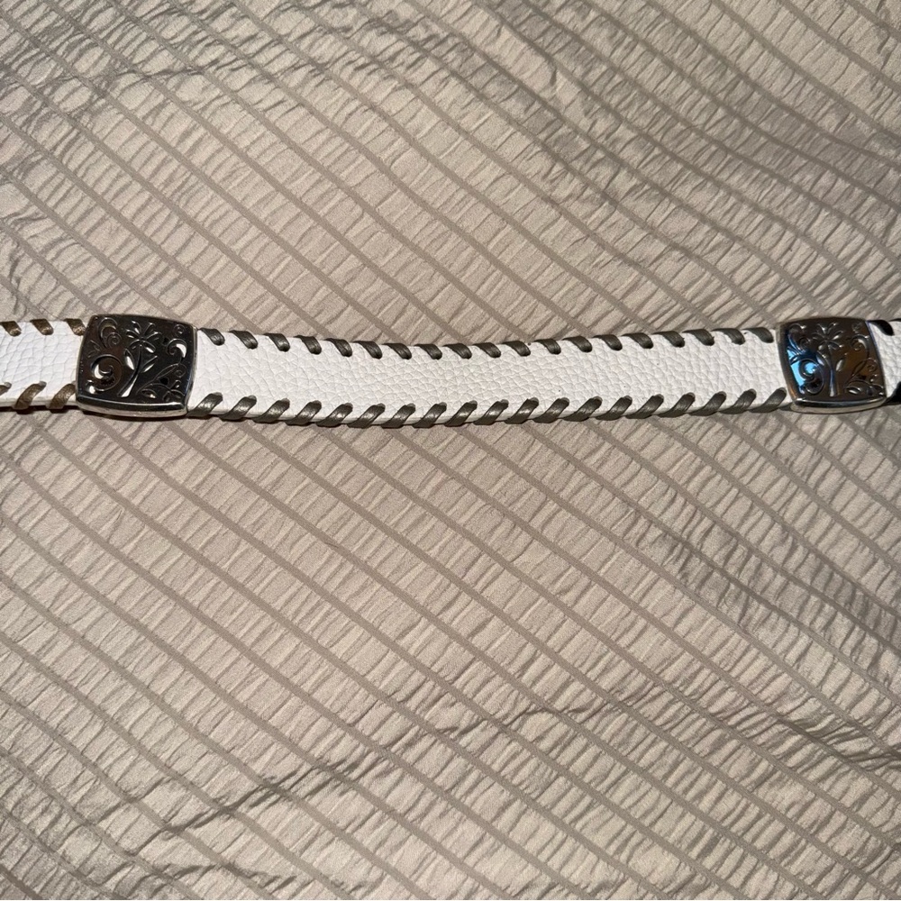 Brighton White Leather Belt xl - Picture 6 of 8